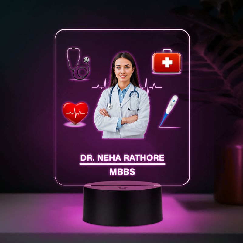 Personalized Doctor LED Night Lamp, Birthday Gift for Doctor Thankyou Gift for Doctor & Nurse Medical Student Gift Automatic Color Changing Light